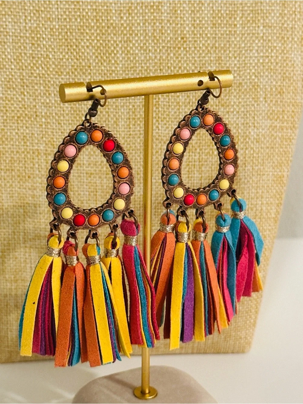 Boho Multicolor Tassel Drop Earrings